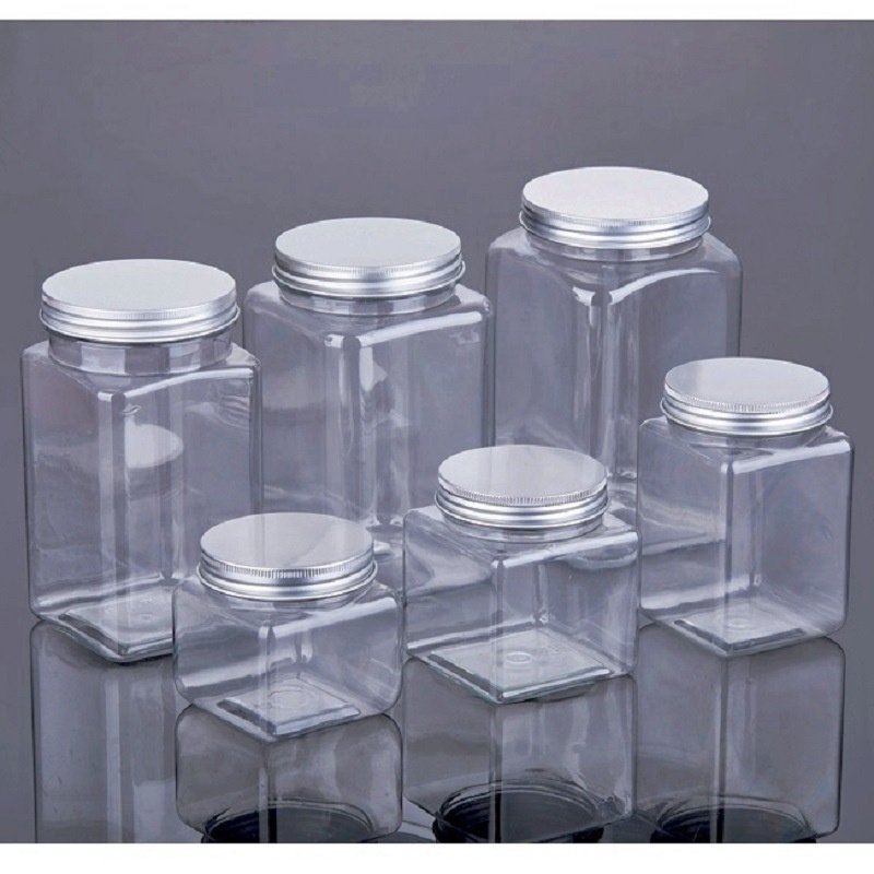 Pack Plastic Jars With Lids Square Storage Contain-01