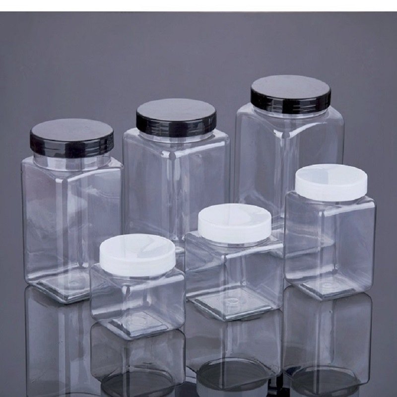 Pack Plastic Jars With Lids Square Storage Contain-02