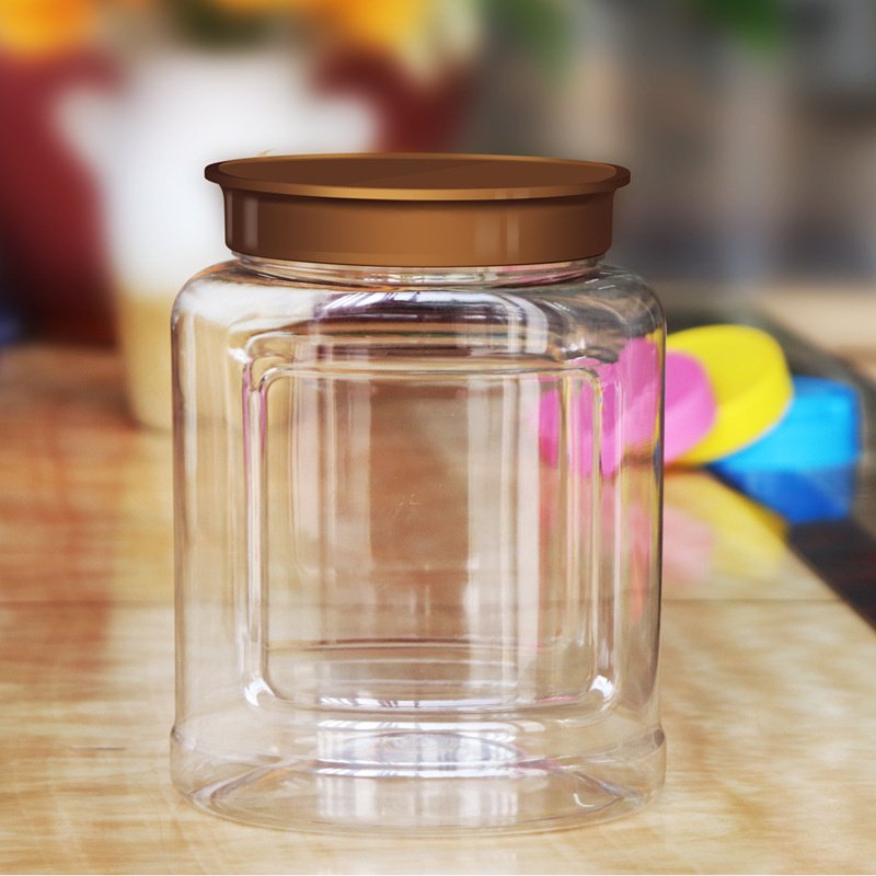 Pack Plastic Jars With Lids Square Storage Contain-09