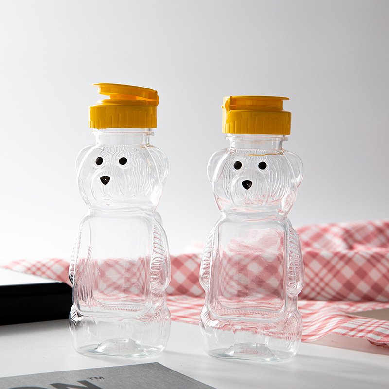 Plastic Bear Honey Jar With Sqeeze Cap Silion Cap-04