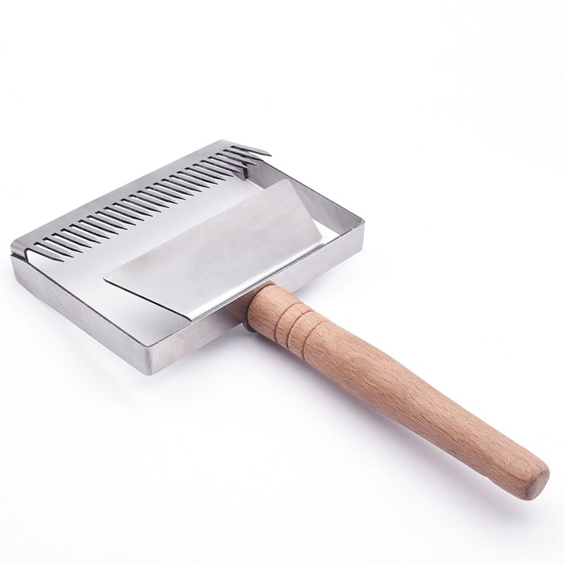 Natudeco Entdeckelungsgabel Für Imker – 17 Zinken, Edelstahl, Holzgriff, 24x7,7 Cm